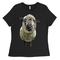Black hampshire sheep head Ladies Tee - LillyAllenDesigns