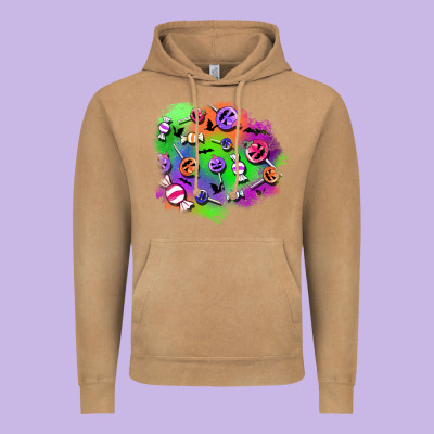 Halloween Candy Patches Vintage Hoodie Designed By Bundleandbundleshop