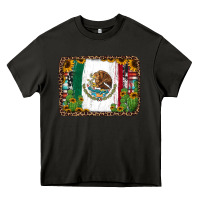 Asphalt mexican flag background with cactus and sunflower Heavy Core Tee - Jasminsmagicworld