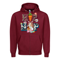 Burgundy Western hip hop bunny Easter Day Zipper Hoodie - CowGirlArtShop