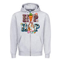 Heather Grey Western hip hop bunny Easter Day Zipper Hoodie - CowGirlArtShop