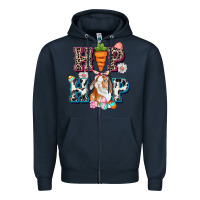 Navy Western hip hop bunny Easter Day Zipper Hoodie - CowGirlArtShop