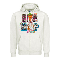 Oatmeal Heather Western hip hop bunny Easter Day Zipper Hoodie - CowGirlArtShop