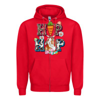 Red Western hip hop bunny Easter Day Zipper Hoodie - CowGirlArtShop