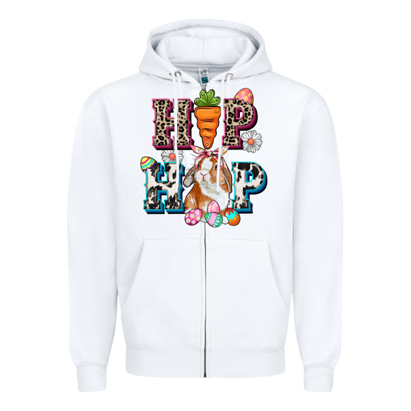 Western Hip Hop Bunny Easter Day Zipper Hoodie by CowGirlArtShop | Teevron