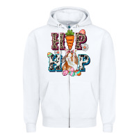 White Western hip hop bunny Easter Day Zipper Hoodie - CowGirlArtShop