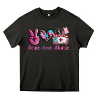 Asphalt peace love nurse Heavy Core Tee - AdoDesignShop