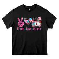 Black peace love nurse Heavy Core Tee - AdoDesignShop