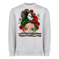 Heather Grey Mexicana messy bun Heavyweight Sweatshirt - NancyCooperArtShop