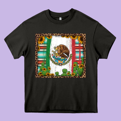 Mexican Flag Background With Cactus And Sunflower Tumbler Heavy Core Tee Designed By Jasminsmagicworld