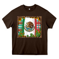 Chocolate Brown mexican flag background with cactus and sunflower tumbler Heavy Core Tee - Jasminsmagicworld