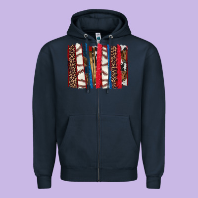 Baseball Brushstroke Zipper Hoodie Designed By Howdyjamesfarm