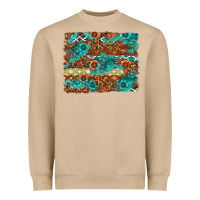 Mushroom Leopard and Aztec Background Western Heavyweight Sweatshirt - texasbilliewilder