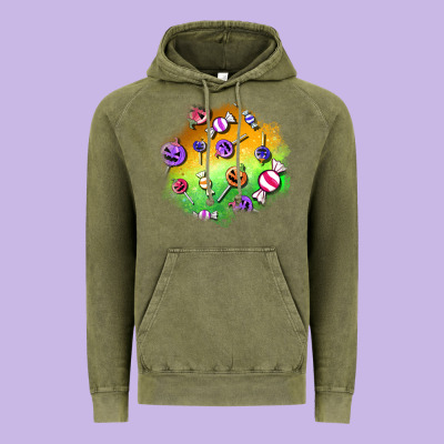 Halloween Candy Patches Vintage Hoodie Designed By Bundleandbundleshop