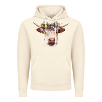 Vintage Artic hereford cow with floral headband Vintage Hoodie - RanaPortraitStore