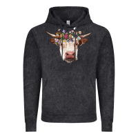Hereford Cow With Floral Headband Vintage Hoodie | Teevron