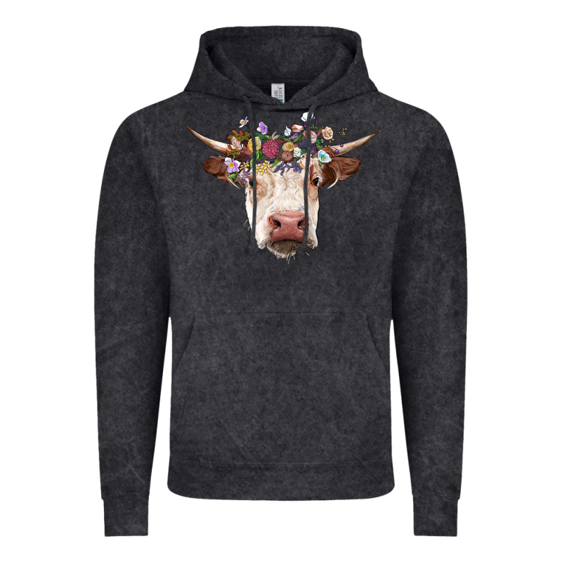 Hereford Cow With Floral Headband Vintage Hoodie by RanaPortraitStore | Teevron