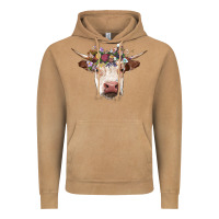 Vintage Camel hereford cow with floral headband Vintage Hoodie - RanaPortraitStore