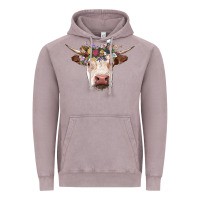 Vintage Zinc hereford cow with floral headband Vintage Hoodie - RanaPortraitStore