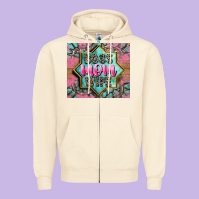Boss Mom Wife Zipper Hoodie Designed By Cowgirlartshop