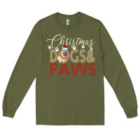 Army Green Christmas Dogs Paws Long Sleeve Tee - Bettercallsaul