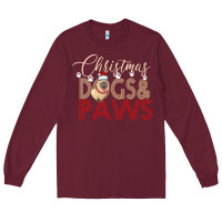 Burgundy Christmas Dogs Paws Long Sleeve Tee - Bettercallsaul