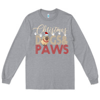 Heather Grey Christmas Dogs Paws Long Sleeve Tee - Bettercallsaul