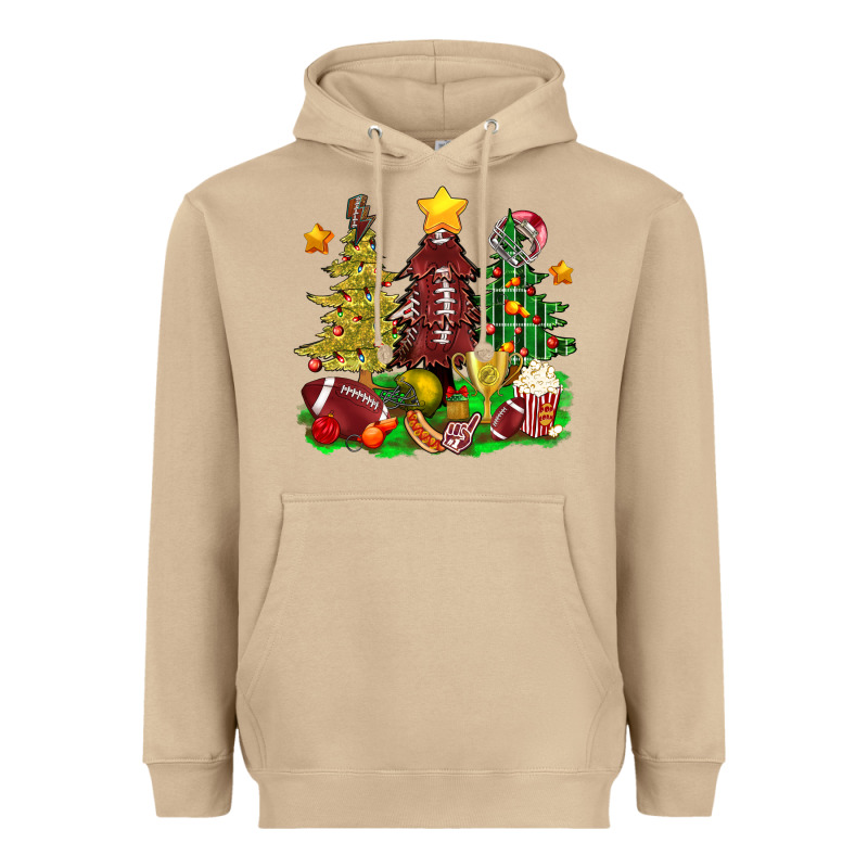 Christmas With American Football Trees Bbs Heavyweight Hoodie by BundleAndBundleShop | Teevron