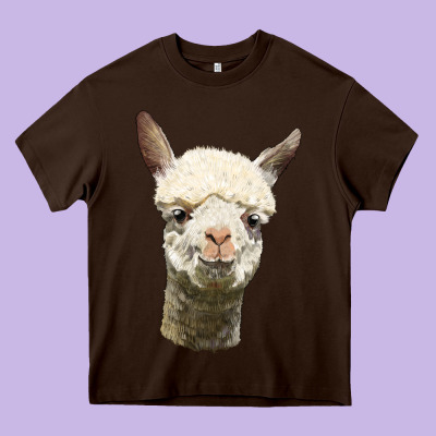 Alpaca Head Heavy Core Tee Designed By Lillyallendesigns