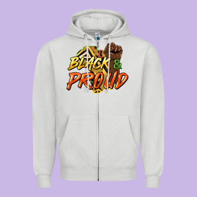 Black And Proud Zipper Hoodie Designed By Howdyjamesfarm