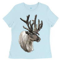 Baby Blue Reindeer Buck Deer Head Ladies Tee - LillyAllenDesigns