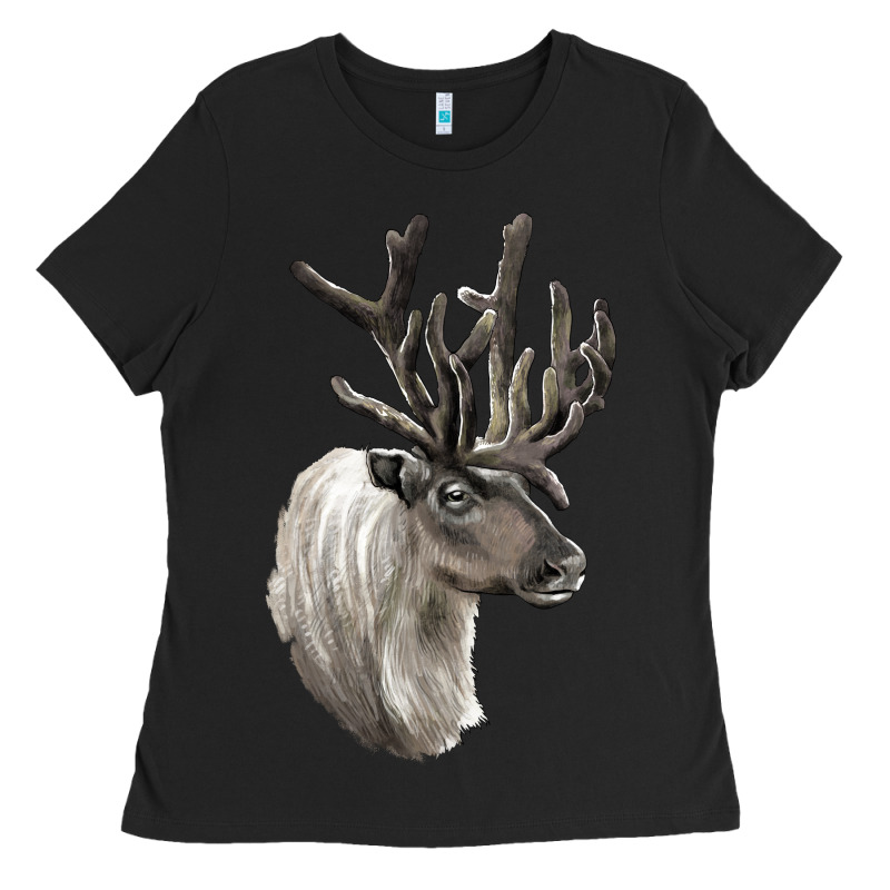 Reindeer Buck Deer Head Ladies Tee by LillyAllenDesigns | Teevron