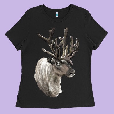 Reindeer Buck Deer Head Ladies Tee Designed By Lillyallendesigns