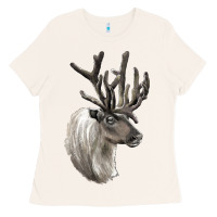 Bone Reindeer Buck Deer Head Ladies Tee - LillyAllenDesigns