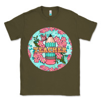 Army Green teacher floral pencil round earring Classic Tee - BundleAndBundleShop