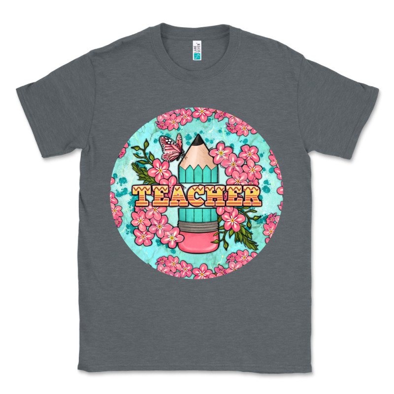 Teacher Floral Pencil Round Earring Classic Tee by BundleAndBundleShop | Teevron