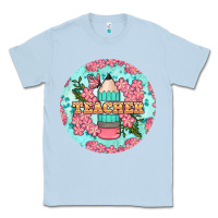 Dusty Blue teacher floral pencil round earring Classic Tee - BundleAndBundleShop