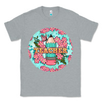 Heather Grey teacher floral pencil round earring Classic Tee - BundleAndBundleShop