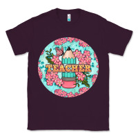 Plum teacher floral pencil round earring Classic Tee - BundleAndBundleShop