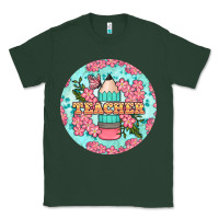 Sports Green teacher floral pencil round earring Classic Tee - BundleAndBundleShop
