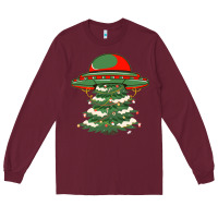 Burgundy Ufo Christmas Pine Tree Long Sleeve Tee - Bettercallsaul