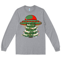 Heather Grey Ufo Christmas Pine Tree Long Sleeve Tee - Bettercallsaul