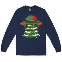 Navy Ufo Christmas Pine Tree Long Sleeve Tee - Bettercallsaul