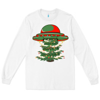White Ufo Christmas Pine Tree Long Sleeve Tee - Bettercallsaul