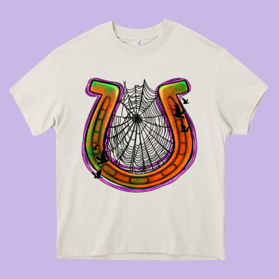 Halloween  Horseshoe Heavy Core Tee Designed By Jasminsmagicworld