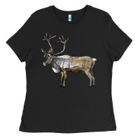 Black reindeer buck deer Ladies Tee - LillyAllenDesigns