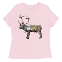 Bubblegum Pink reindeer buck deer Ladies Tee - LillyAllenDesigns