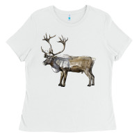 White reindeer buck deer Ladies Tee - LillyAllenDesigns