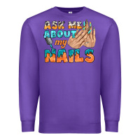 Purple ask me about my nails bbs Premium Sweatshirt - BundleAndBundleShop