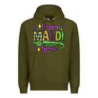 Army Green happy mardi gras alligator olivia Premium Hoodie - OliviaCreatesArt